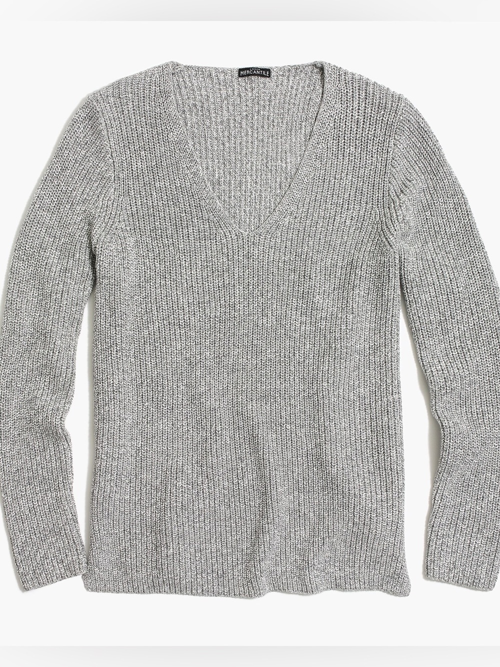 J. Crew mercantile gray v neck sweater size xxs textured cotton pullover